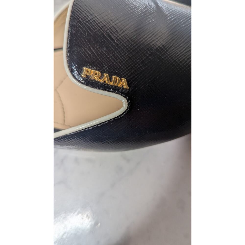 Prada black slip on flats mules logo designer career trendy size 40. US size 10 - Picture 5 of 11